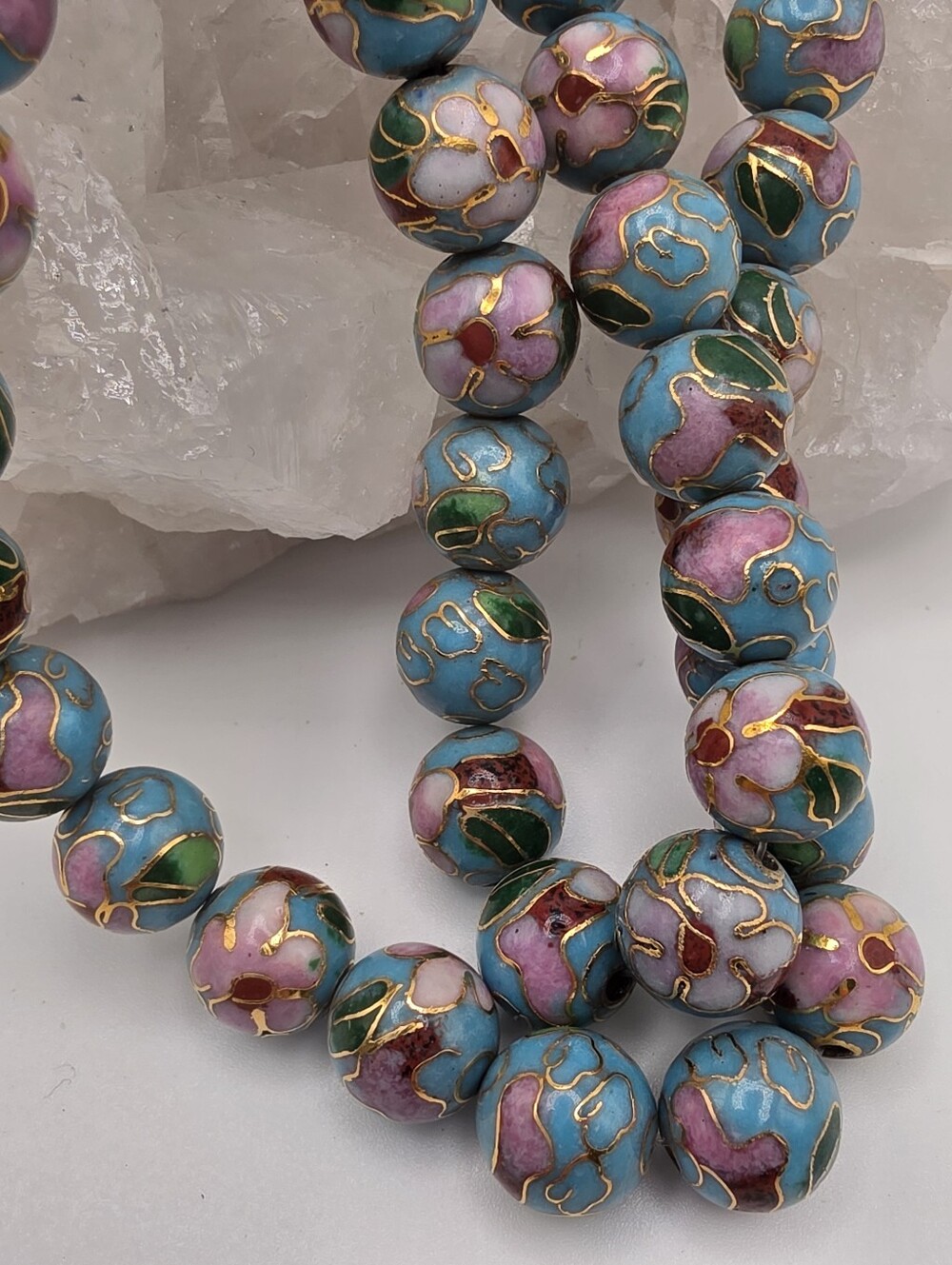 Turquoise Blue 10mm Chinese Cloisonne Beads